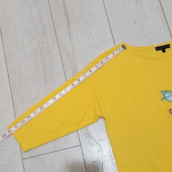 BUA/BUA RETRO SUNGLASSES SWEATER/TUNIC, Sz M, YELLOW, COTTON, NWOT - Picture 10 of 13